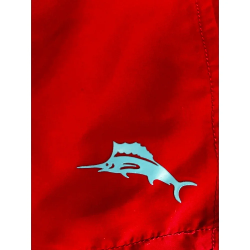 Tommy Bahama Mens Red Blue Colorblock Swim Trunks‎ Mesh Liner Large - CJ